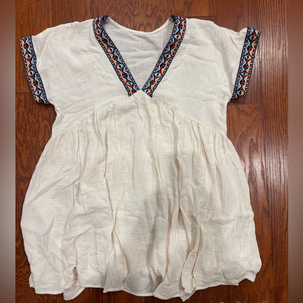 Embroidery banded cover up dress